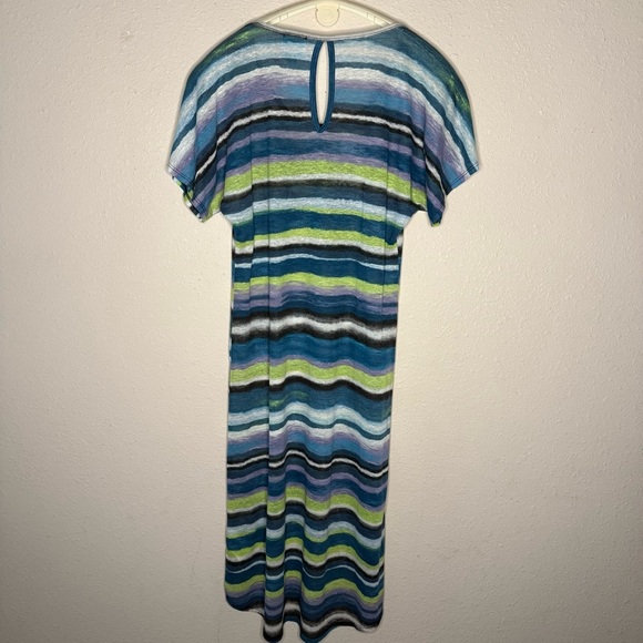 C&C California Maxi Dress High Low Cap Sleeves Multi Color Stripes Women’s Sz S - Picture 2 of 12